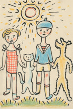 8. A story about a dog and a cat, around 1928. Additional Info: Illustrations for the book - Josef