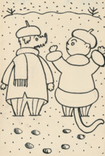 19. Talking about a dog and a cat, around 1928. Additional Info: Illustrations for the book - Josef
