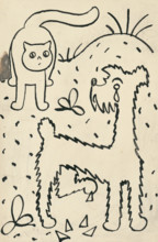 20. A story about a dog and a cat, around 1928. Additional Info: Illustrations for the book - Josef