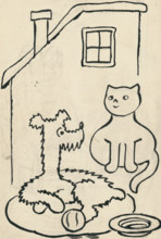 21. A story about a dog and a cat, around 1928. Additional Info: Illustrations for the book - Josef