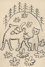 26. A story about a dog and a cat, around 1928. Additional Info: Illustrations for the book - Josef