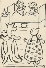 29. A story about a dog and a cat, around 1928. Additional Info: Illustrations for the book - Josef