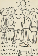 31. Talking about a dog and a cat, around 1928. Additional Info: Illustrations for the book - Josef