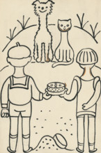 32. Talking about a dog and a cat, around 1928. Additional Info: Illustrations for the book - Josef