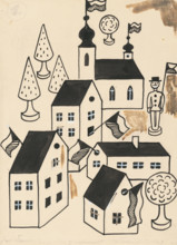 38. Talking about a dog and a cat, around 1928. Additional Info: Illustrations for the book - Josef