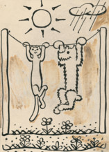 41. Talking about a dog and a cat, around 1928. Additional Info: Illustrations for the book - Josef