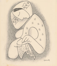Woman in a scarf, around 1930.