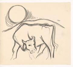 Cow in the countryside, 1937.