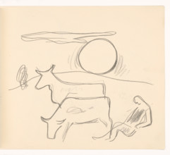 Herdsman with cows, 1937.