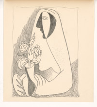 Woman with a bouquet in a vase, 1938.