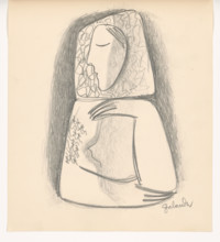 Village woman with her head propped up, 1938.
