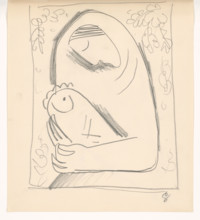 Sketch of a mother with a child in swaddlingt, 1938.