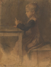 Little girl knitting, 1892.