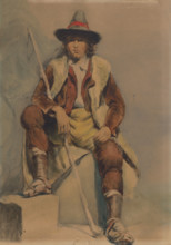 Study of a seated man from Albania, 1851-1853.
