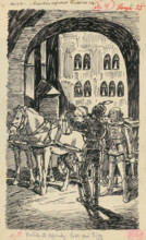 4.- Night arrival, 1936. Additional Info: Illustration for the book by J.Niznansky cachticka pani,