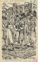 3.- A crowd in front of the palace, 1936. Additional Info: Illustration for the book by J.Niznansky