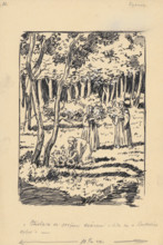 Ctislava and her daughters felt good in Budatin..., 1928. Additional Info: Illustration for the
