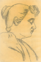 Head of a woman in profile, around 1890.