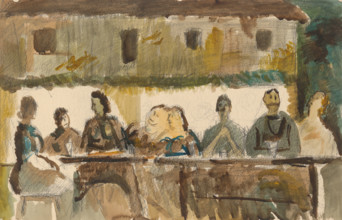 Banquet in front of the house, 1940-1949.