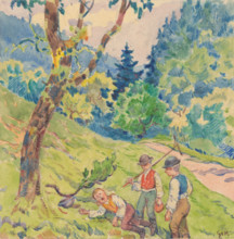 12.- Three Boys at the Edge of the Forest, 1932. Additional Info: Illustrations for the book -