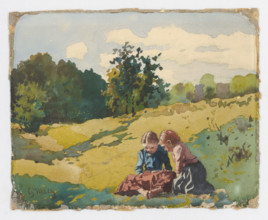 Children on a meadow, before 1920.