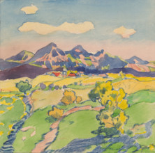 8.- View of a foothill village in the meadows, 1932. Additional Info: Illustrations for the book -