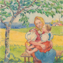 18.- In mommy's arms, 1932. Additional Info: Illustrations for the book - August Horislav skultéty.