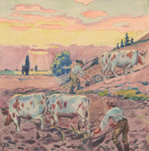 19.- Plowing, 1932. Additional Info: Illustrations for the book - August Horislav skultéty.
