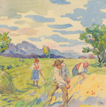 4.- Mowing grain, 1932. Additional Info: Illustrations for the book - August Horislav skultéty.