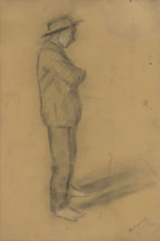 Study of a standing man in a hat, around 1900.