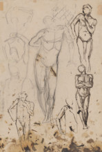 Studies and sketches of standing male nudes, 1895-1899.