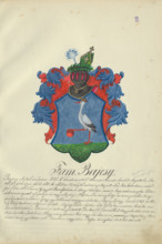 Coat of arms of the Bajcsy family, 1904.   Additional Info: Adolf Medzihradsky's manuscript album