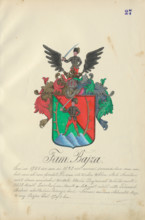 Coat of arms of the Bajz family, 1904-1910.   Additional Info: Adolf Medzihradsky's manuscript