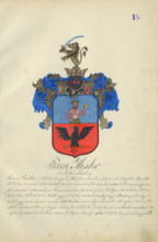 Coat of arms of the Meskova family, 1904-1910.   Additional Info: Adolf Medzihradsky's manuscript