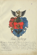 Coat of arms of the Ambrozy family, 1904-1910.   Additional Info: Adolf Medzihradsky's manuscript