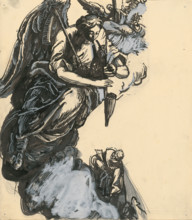 Angel playing the bagpipes, 1940-1944.