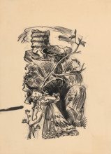 Dead girl with a bow (illustration of a fairy tale?) , 1940/1944.