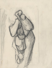 Study of a woman with a child on her back, 1940-1944.