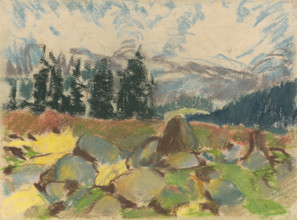 Summer day on a rocky forest clearing, around 1934.