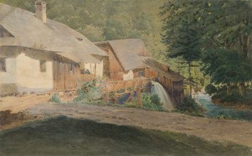 Mill on the edge of the forest, around 1860.