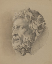 Study of a man with a beard based on a plaster cast, around 1848.
