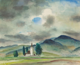Landscape from the surroundings of Varin, 1946.
