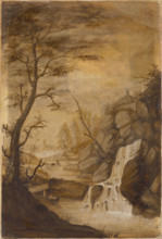Landscape with a waterfall, around 1780.