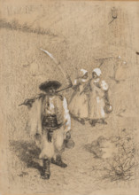 From the meadows - study for a painting, after 1900.