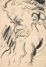 Old man's head with a beard, 1940 onwards.