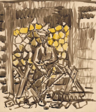 Sawing wood, 1940-1944.