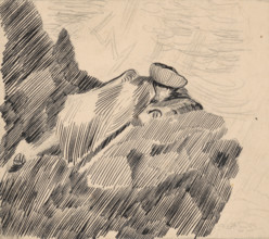 Man lying on a rock, 1925-1935.