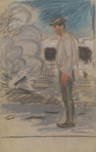 A farmhand in the yard, 1935-1944.