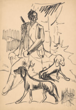 Hunter with dogs, 1940-1944.