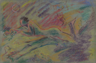 A reclining female nude in the countryside, 1933-1944.